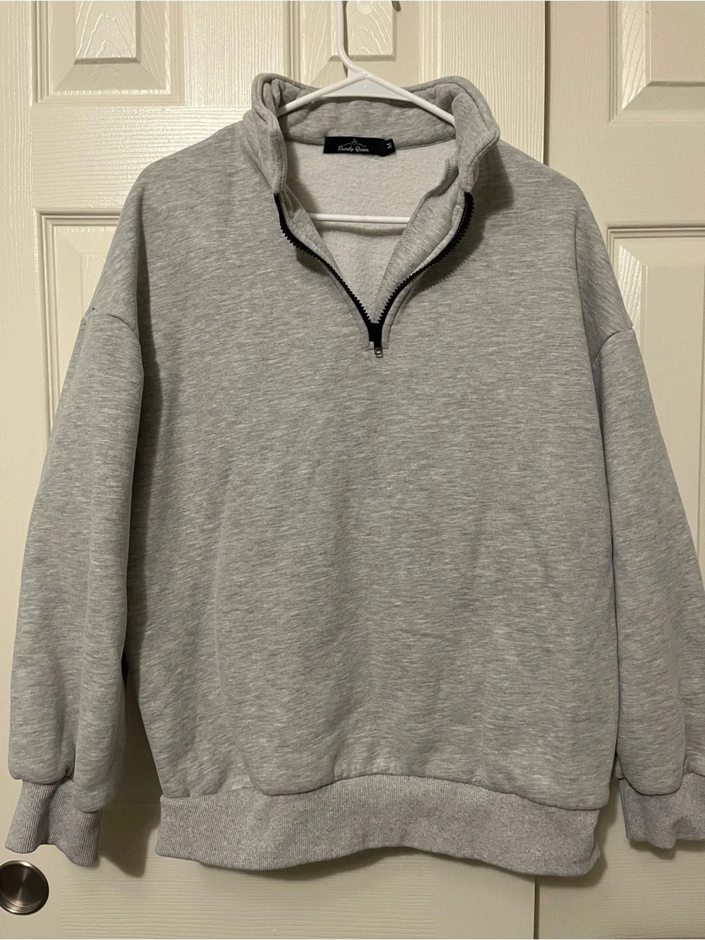 Unisex Light Gray Quarter-Zip Pullover Sweater